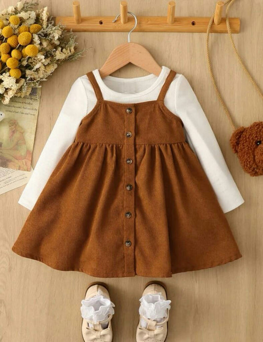 Dunne bandjes jurk Bruin