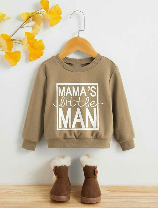 Sweatshirt Mama's Little Man Beige
