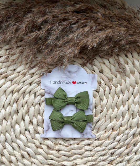 Mini haarklep Leger groen